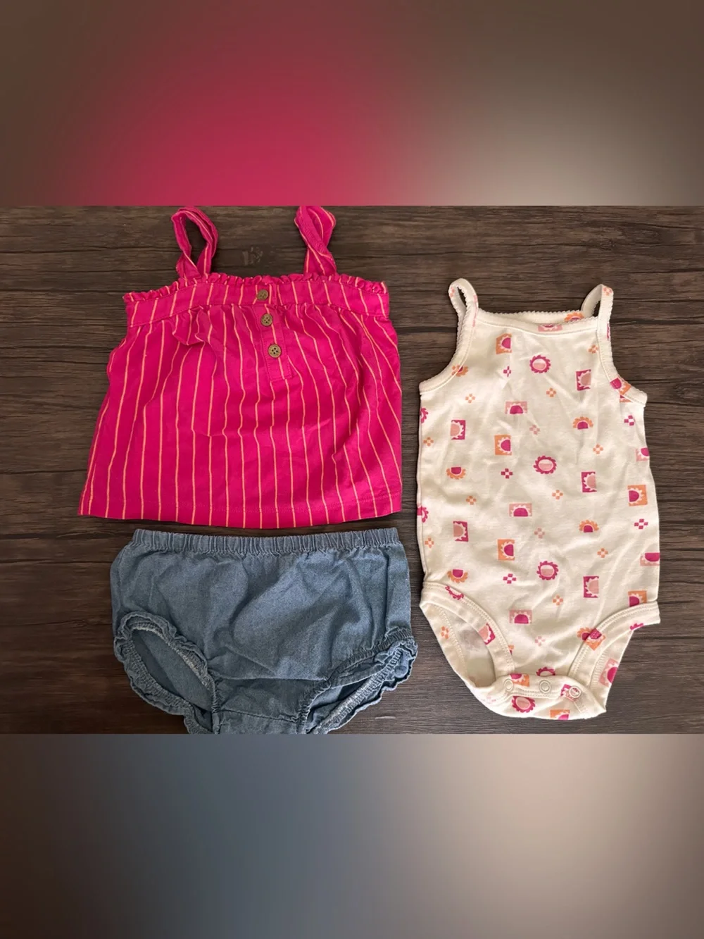 Carter's Hot Pink Striped Baby Skirt with Yellow Accent